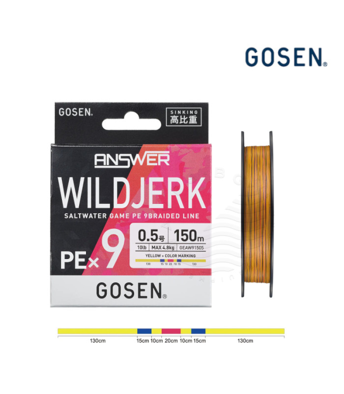 Плетено влакно GOSEN ANSWER WILD JERK PE×9 SINKING 150m