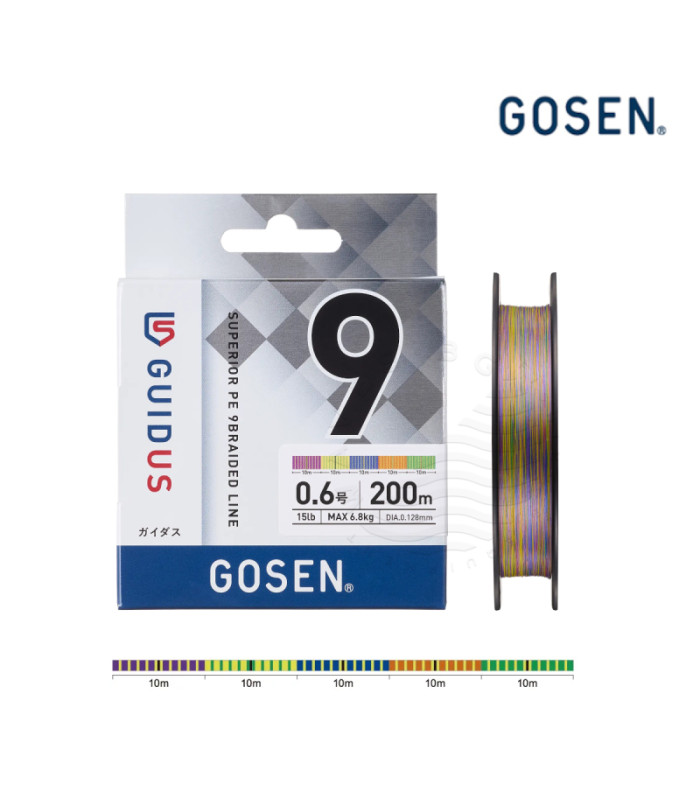 Плетено влакно GOSEN GUIDUS PE×9 200m MULTI COLOR