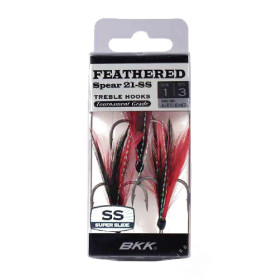 Тройни куки BKK HOOKS FEATHERED SPEAR 21-SS - RED-BLACK